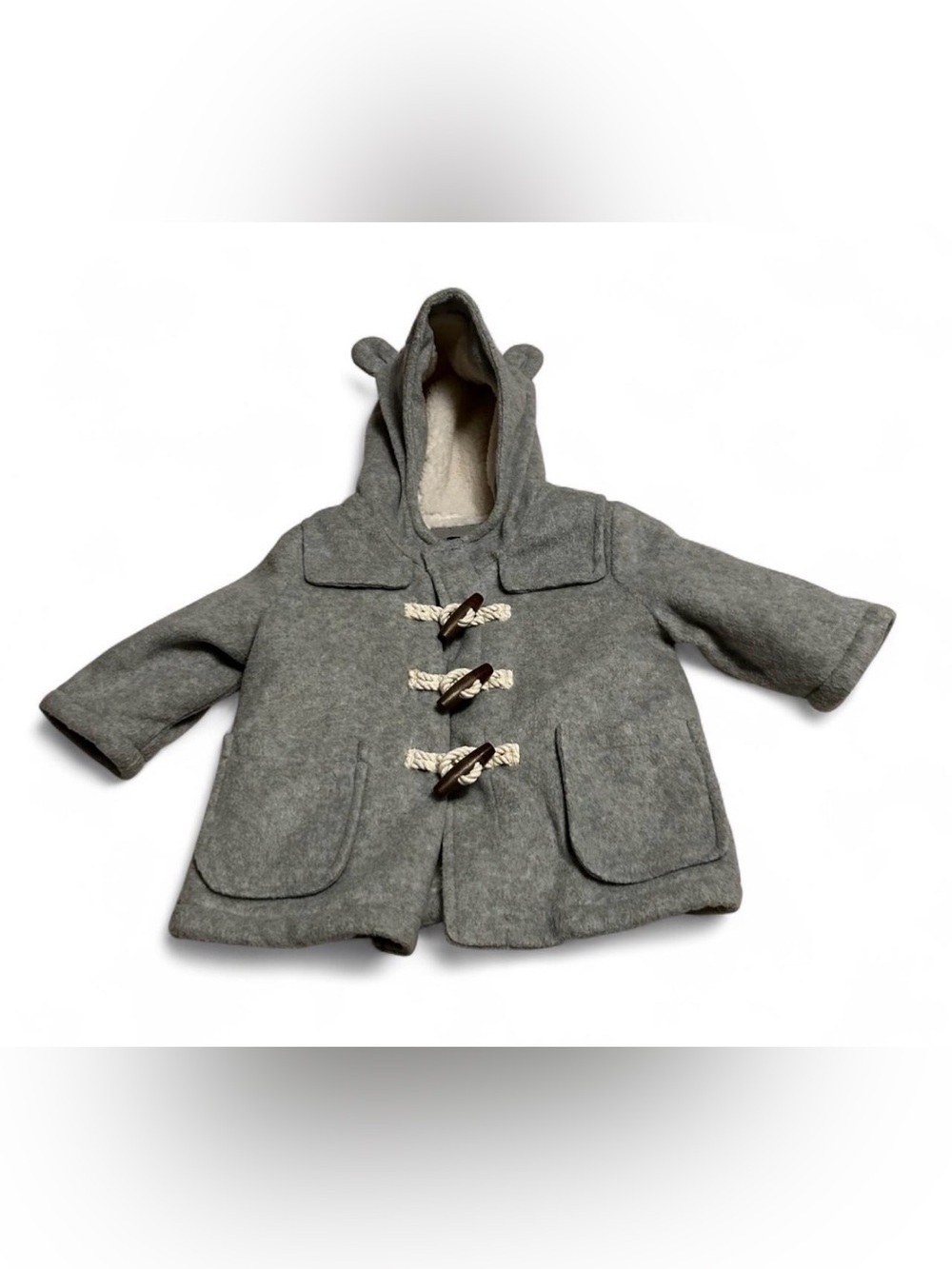 GAP Kids Gray Hooded Toggle Pea Coat 3-6 months